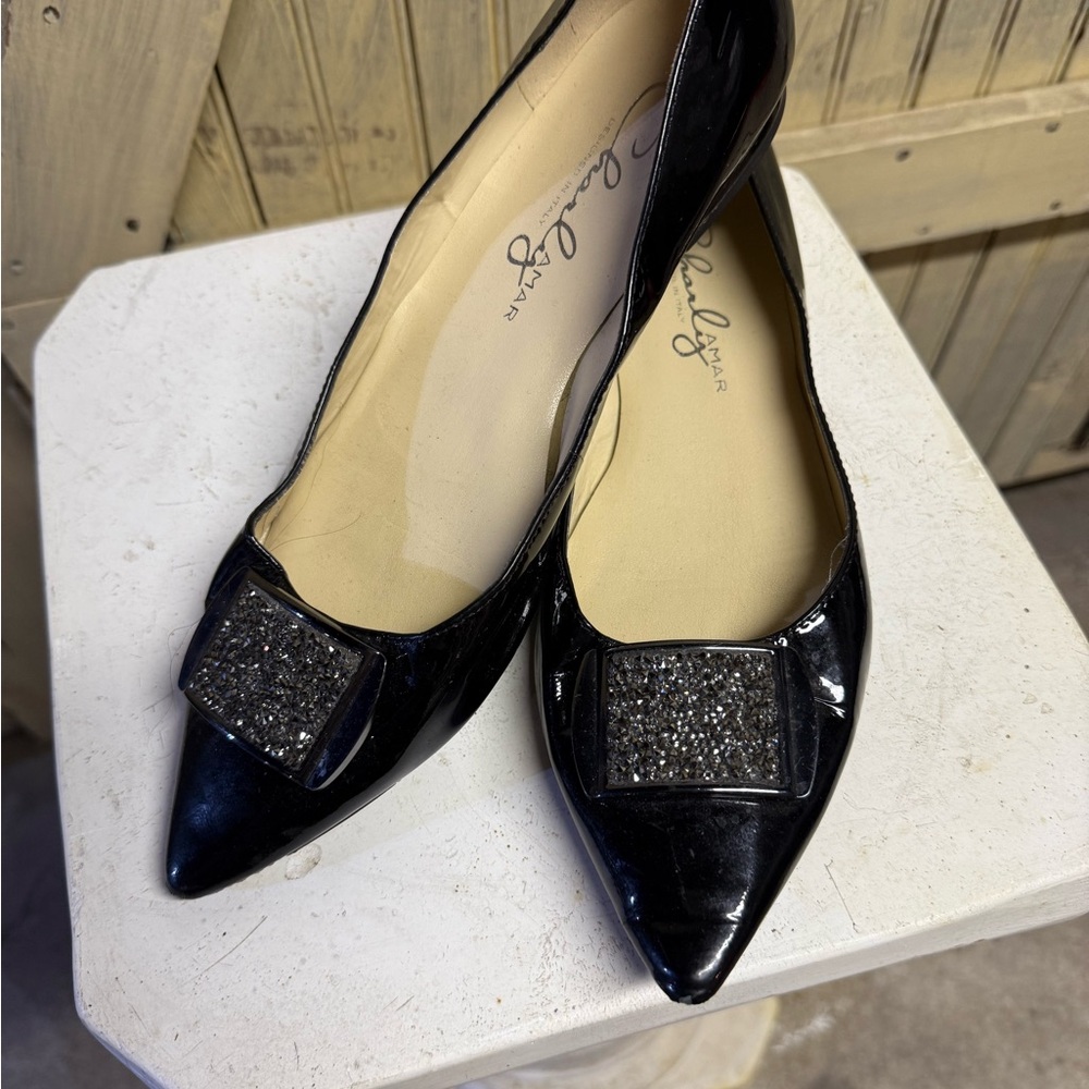 Chic Black Flats with Embellished Detail